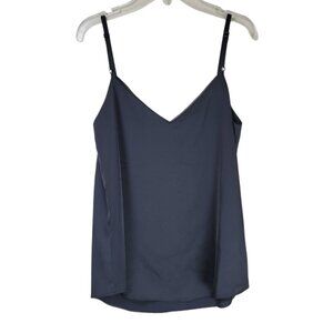 White House Black Market Black Satin Cami Top Adjustable Straps Classic